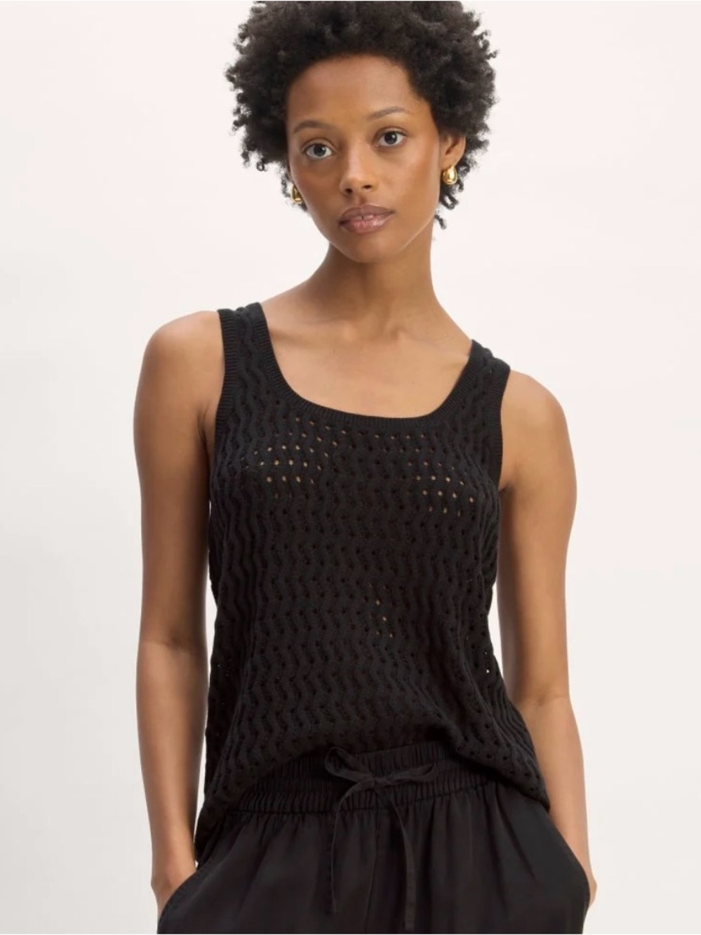Everlane Black Crochet Knit Tank Top